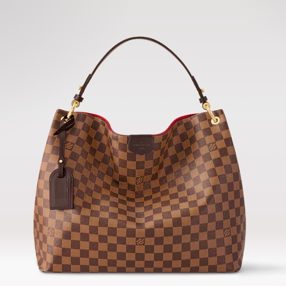 Louis Vuitton Brown Checkered Hobo Bag